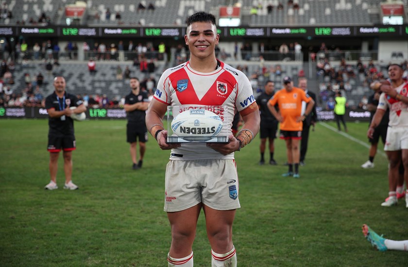 Player of the Match: Dragons player Jacob Halangahu. Photo: Bryden Sharp 