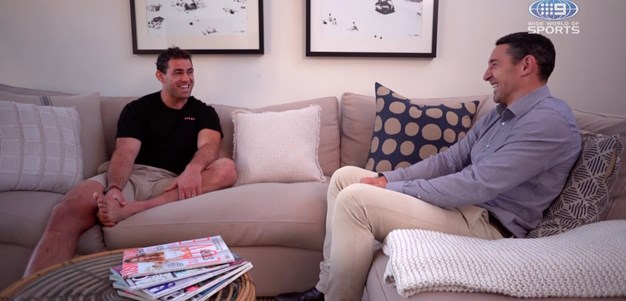 Billy Slater at home with Dale Finucane