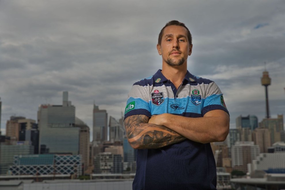 Mitchell Pearce  at the SOO1 team announcement. Digital pic by Â© NRL Photos. Tuesday 19th May 2015.