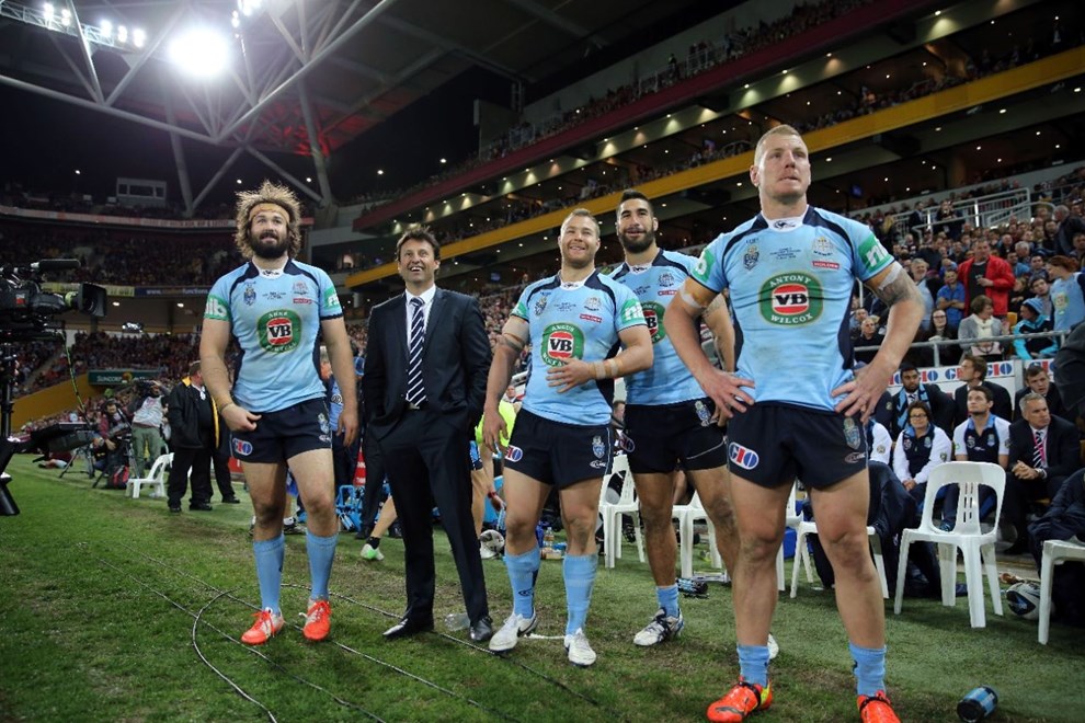 Digital Image Grant Trouville Â© nrlphotos.com : Laurie Daley and NSW Bench : STATE of ORIGIN Rugby League - NSW v QLD at Suncorp Stadium Wednesday the 9th of July 2014.