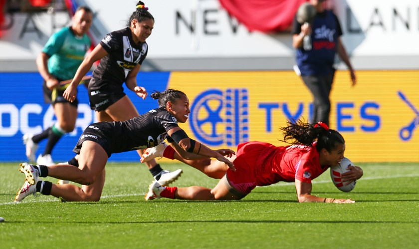Penitani scores her second try for Tonga: NRL Photos