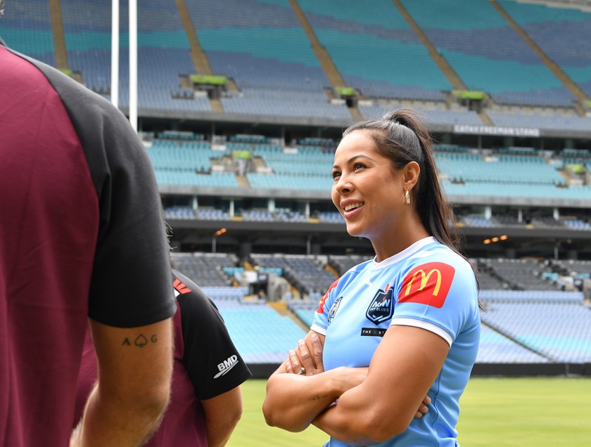 Tiana Penitani at the 2024 Ampol State of Origin tickets launch. Photo: NRL Photos