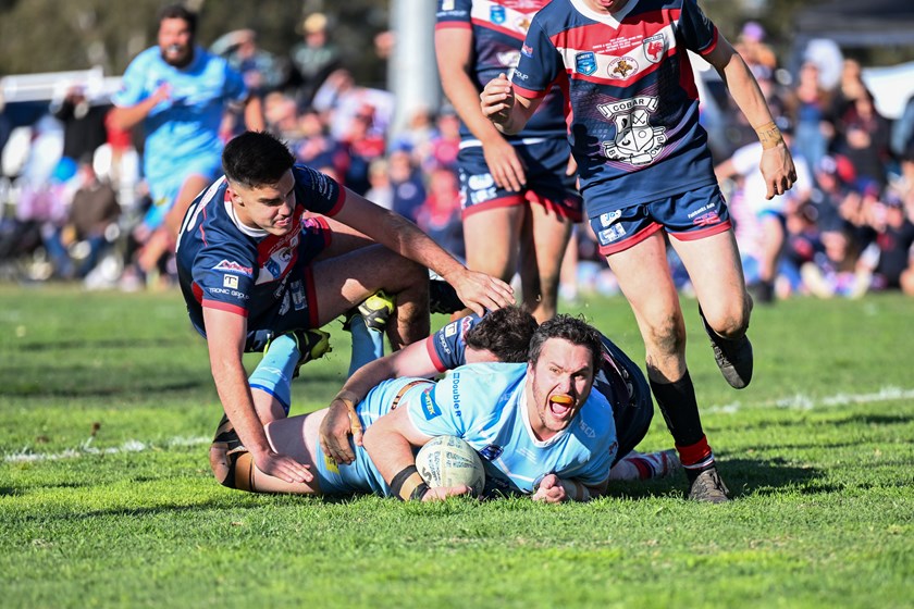 Blake Gorrie scores a try for Gulgong. Photos: Col Boyd Photography