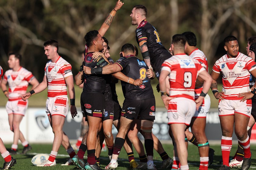 Hill Bulls celebrate Minor Semi-final win over Ryde-Eastwood. Photo: Bryden Sharp
