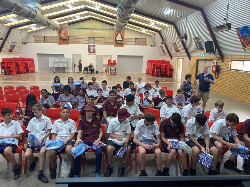 Students from Marion College, Griffith, with Paul Langmack (top right)