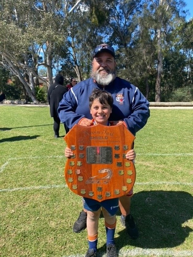 Tim Moggridge after Toongabbie club's Under 10s premiership win