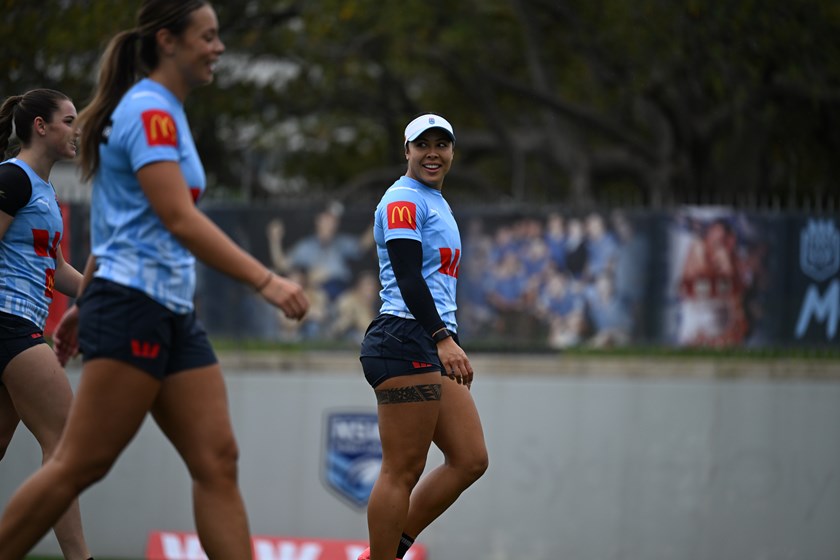 Tiana Penitani at NSW Sky Blues training: NRL Photos