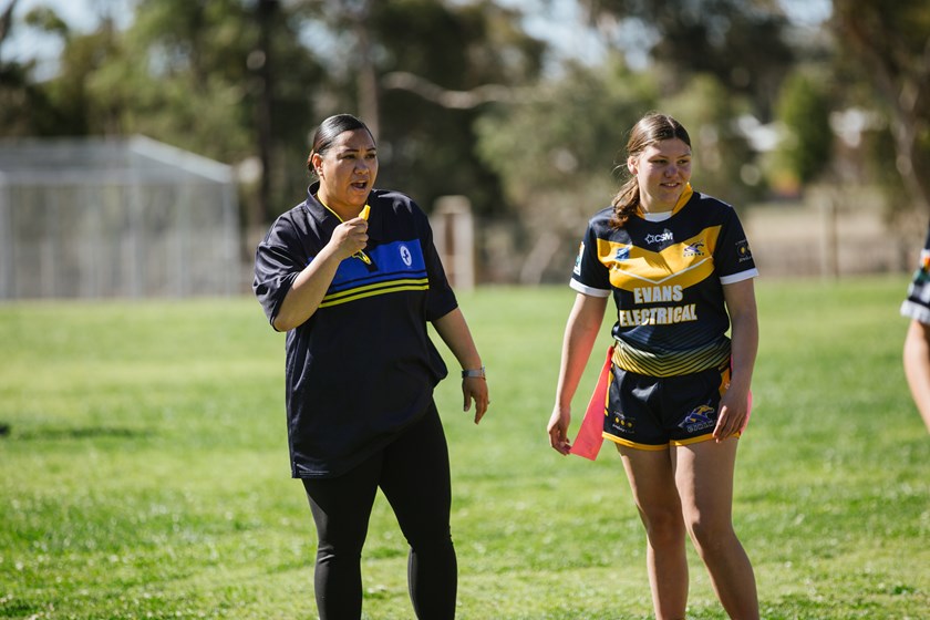 Whistle in hand, Pio Birtles gets the Coonabarabran Unicorns ready to play. Photo: NRL