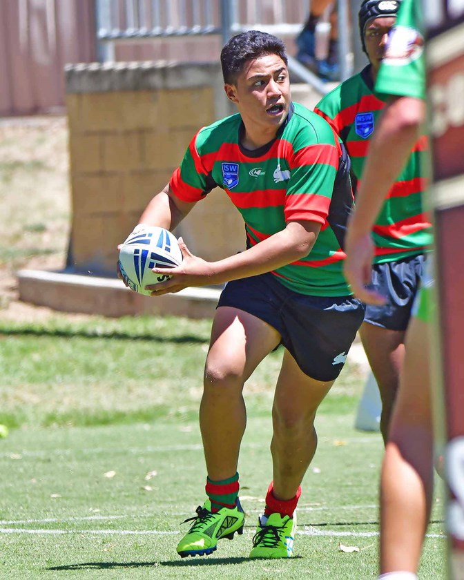 Jonathan Chan Kum Tong in action for the South Sydney Rabbitohs in the UNE Harold Matthews Cup. 