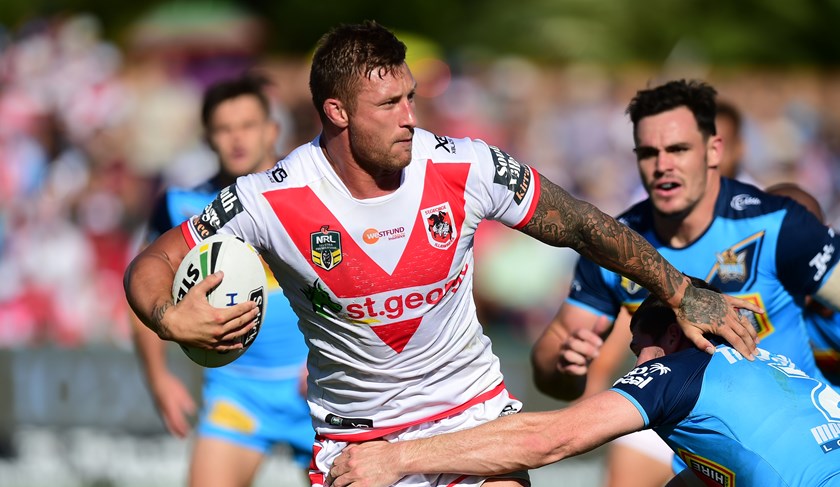 Tariq Sims in action for the Dragons in 2018.