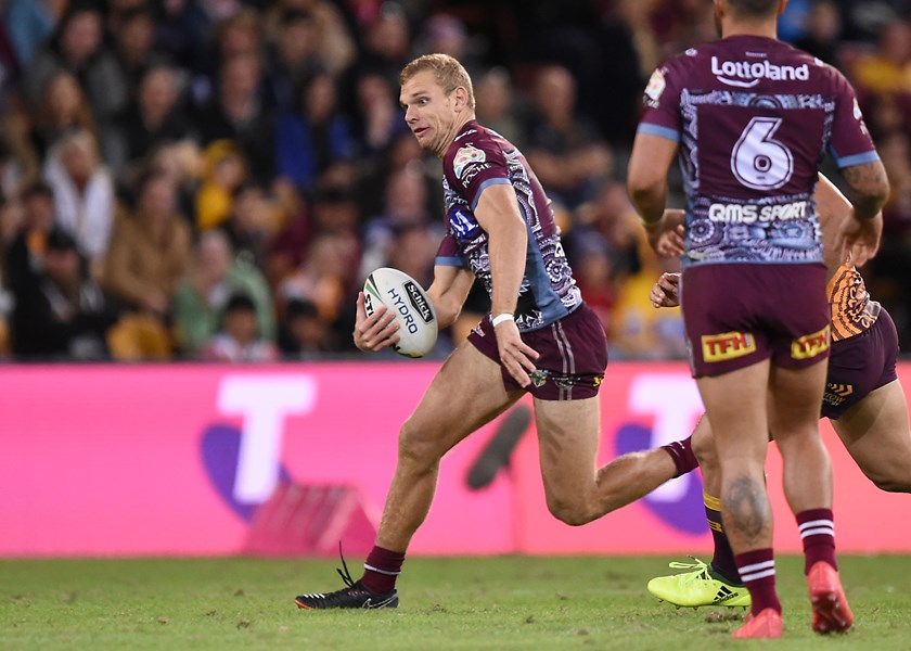 Tom Trbojevic playing for the Manly Warringah Sea Eagles.