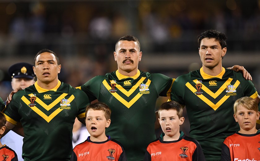New South Welshmen Tyson Frizell, Reagan Campbell-Gillard and Jordan McLean line up for Australia in the 2017 Rugby League World Cup.